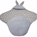 Baby Hooded Swaddle Wrap Bunny Blanket Ultra Soft Warm Blanket - Grey/Small White Stars On Grey