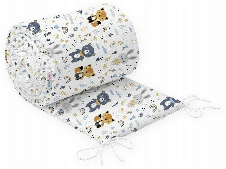 5Pc Bedding Set Nursery Pillow Duvet Bumper Fit Cot 120x60cm Forest Friends