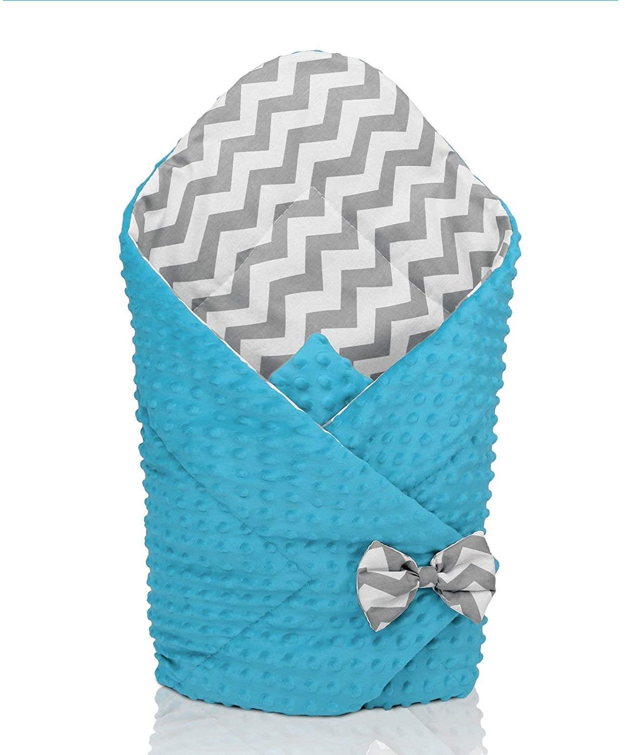 Baby Swaddle Wrap Newborn Dimple Cotton Infant Bedding Turquoise/ Zig Zag