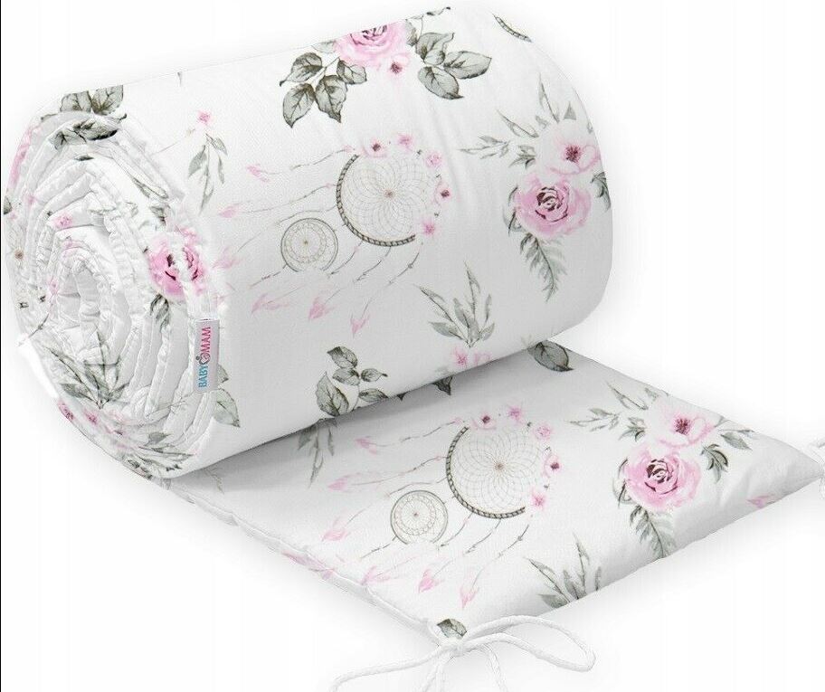 Padded Baby Bumper To Fit Cot 120x60cm All Around 100% Cotton 360cm Catcher