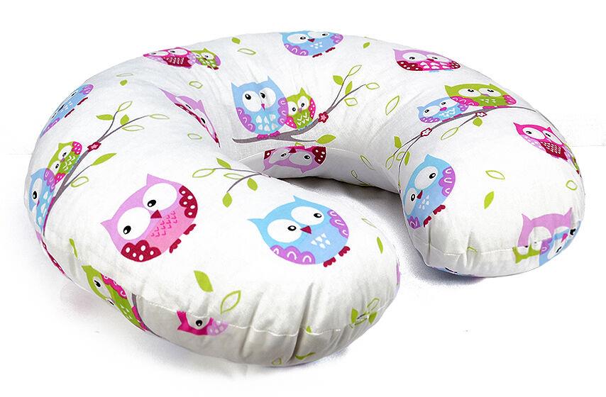 Baby feeding pillow + removable cover cotton newborn maternity Owls white
