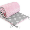 Baby dimple Cot Liner 180cm straight fit COT 120x60cm Pink/ Big White Stars On Grey