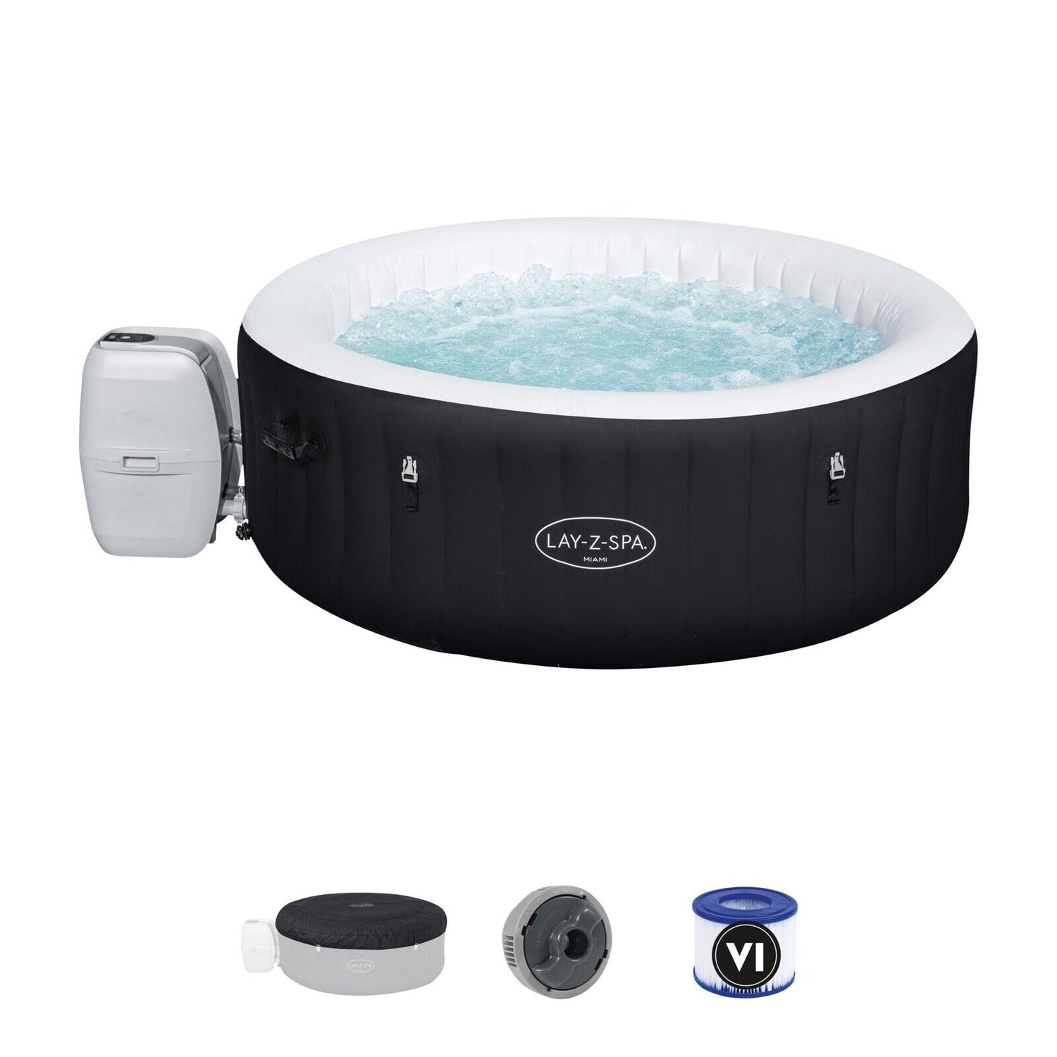 Miami Hot Tub Lay-Z-Spa 60001 AirJet Massage System Inflatable Spa 2-4 Person