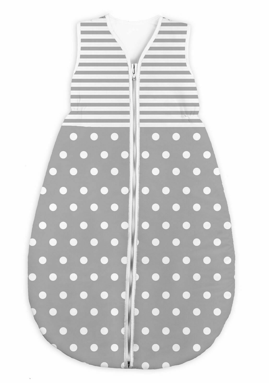 Baby sleeping bag short sleeve 0-6 months 68cm Grey stripes/dots