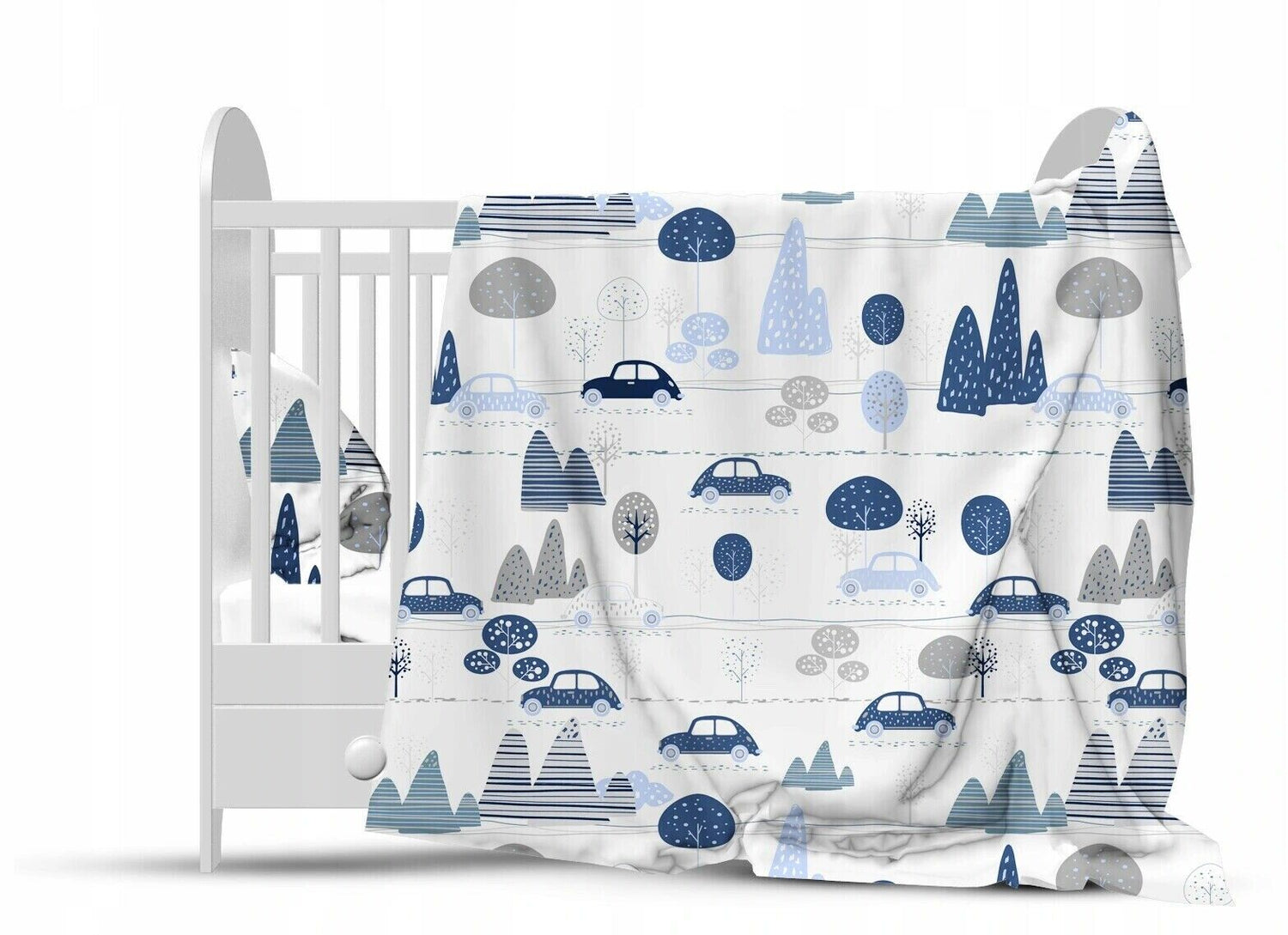 5Pc Baby Bedding Set Bumper Pillow Duvet Fit Cot 120x60cm Retro Cars