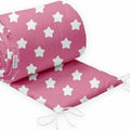 Baby Padded Bumper 100% Cotton To Fit Crib All Round 260cm Big White Stars On Pink