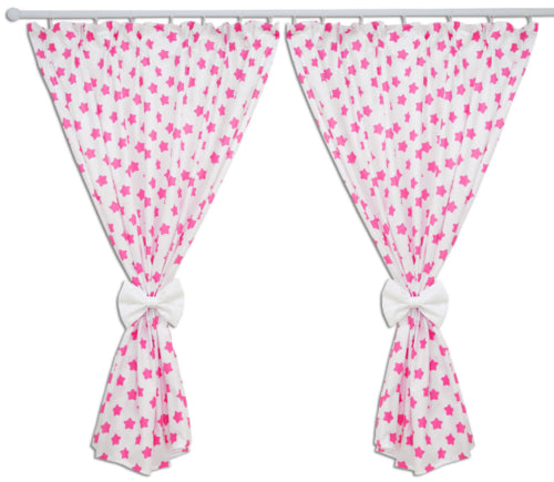 Nursery Curtains for Babies & Toddler's Bedroom Big pink stars on white