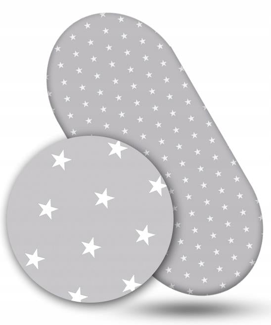 2-pack soft fitted sheet jersey stretchy cotton Moses basket 75x30 Small stars with grey