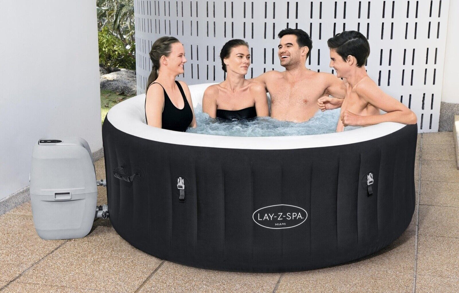 Miami Hot Tub Lay-Z-Spa 60001 AirJet Massage System Inflatable Spa 2-4 Person