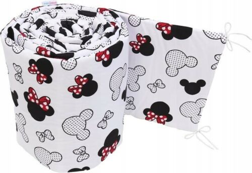 Padded baby bumper to fit cot 120x60 all around 100% cotton 360cm Minnie Mouse
