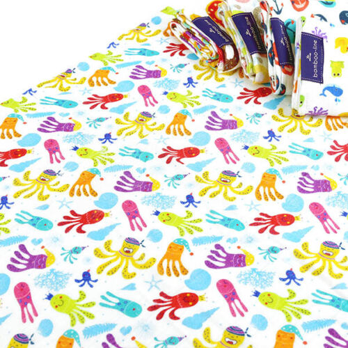 Bamboo nappy cloth Printed Soft To Touch Diaper Bibs Reusable 30x30cm Octopus