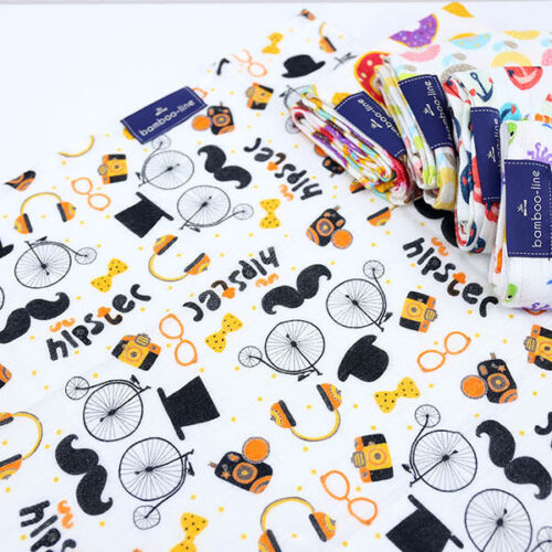 Bamboo nappy cloth Printed Soft To Touch Diaper Bibs Reusable 30x30cm Old Fashion