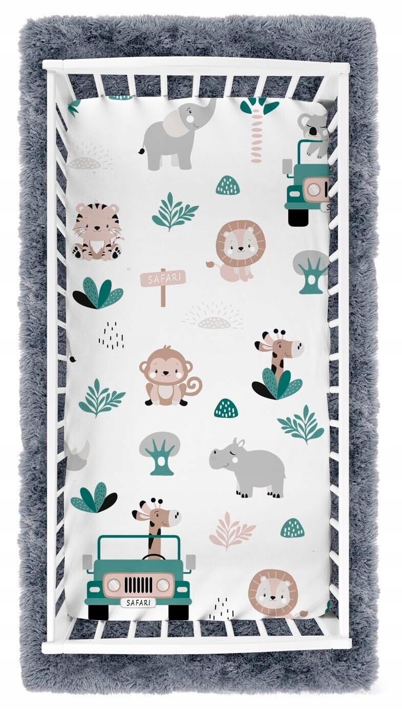 Fitted Sheet 120x60cm 100% Cotton for Baby cot On Safari