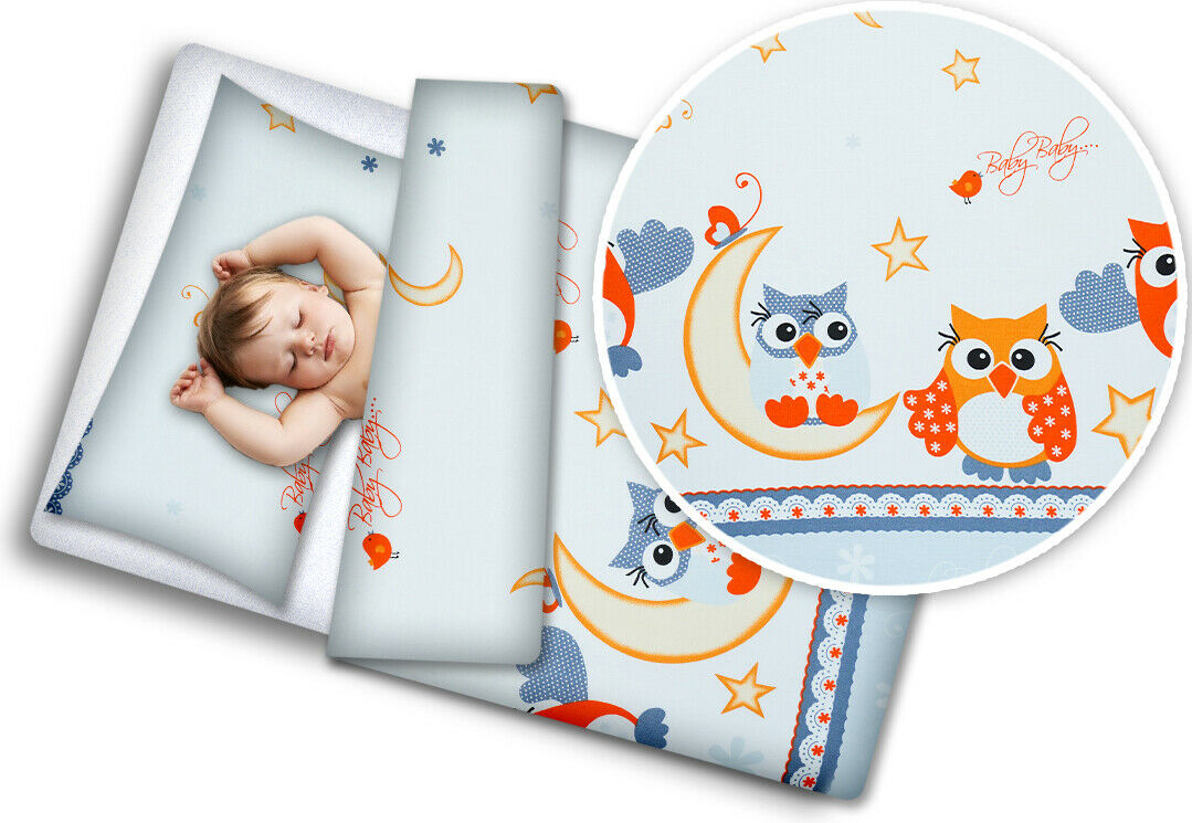 Bedding Set 4Pc Fit Kids Junior Bed 150X120 Owls Moon Grey
