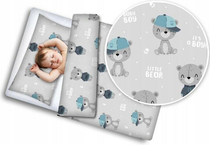 Baby 4Pc Bedding Set Pillow Duvet Quilt Fit Cotbed 140X70cm Little Bear - MyHappy Baby