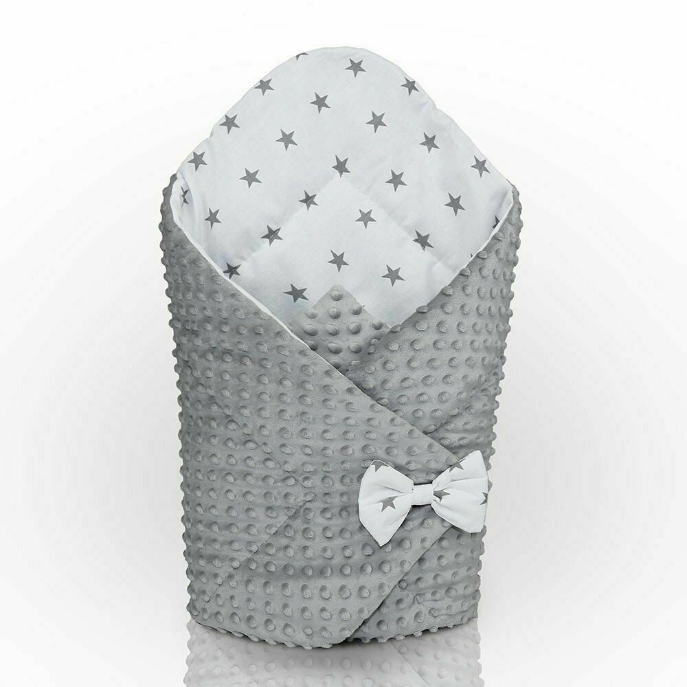 Baby Swaddle Wrap Newborn Dimple Cotton Infant Bedding Grey/ Small Stars On White