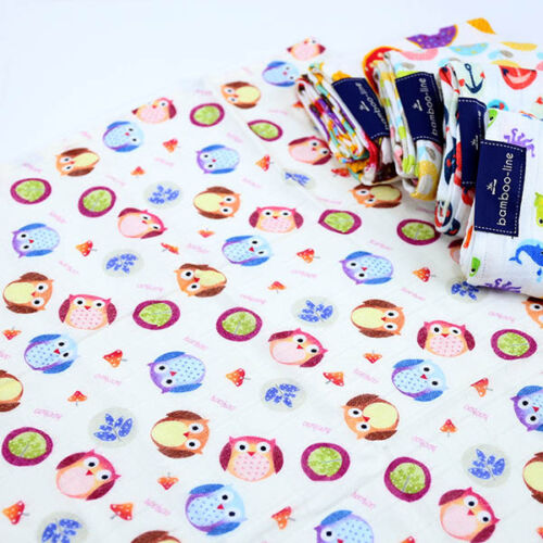 Bamboo nappy cloth Printed Soft To Touch Diaper Bibs Reusable 30x30cm Owls Pink