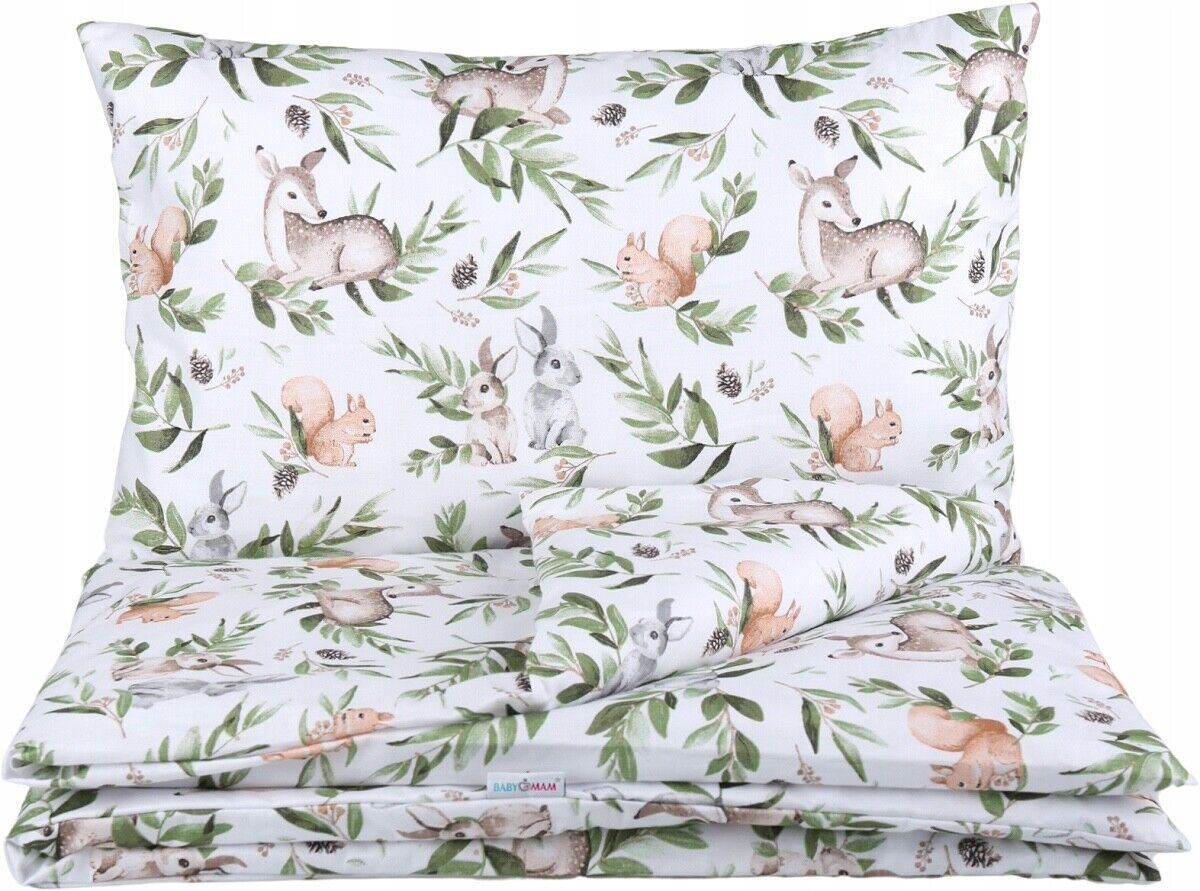 Baby Bedding Set 3Pc Pillow Duvet Bumper Fit Cot 120x60cm Green Glade - MyHappy Baby