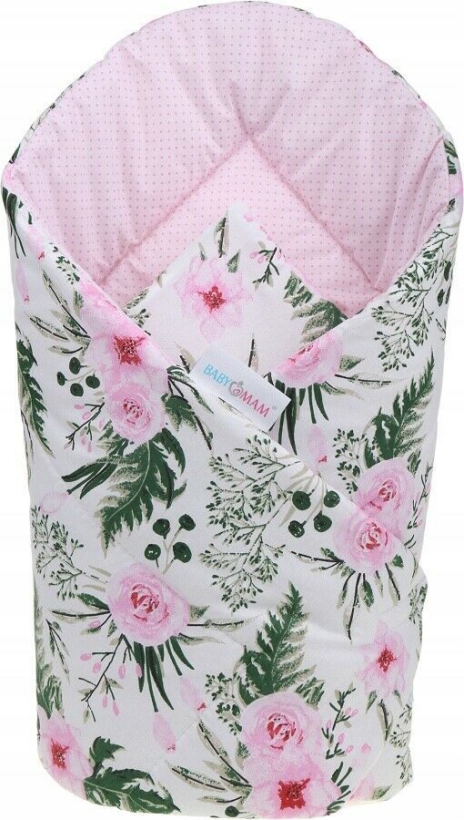 Baby Swaddle Wrap Newborn Bedding Blanket 100% Cotton Sleeping Bag Dots Pink/ Garden Flowers