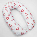 Large Brestfeeding Pillow Cover Baby Pregnancy 170cm Red Hearts On White