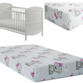 Baby Fitted Cot Bed Sheet Printed 100% Cotton Mattress 140X70cm Teddy Girl Grey