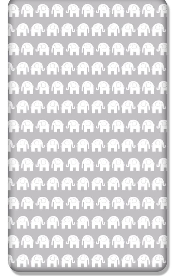 100% cotton fitted sheet printed design for baby crib 90x40cm Elephants grey