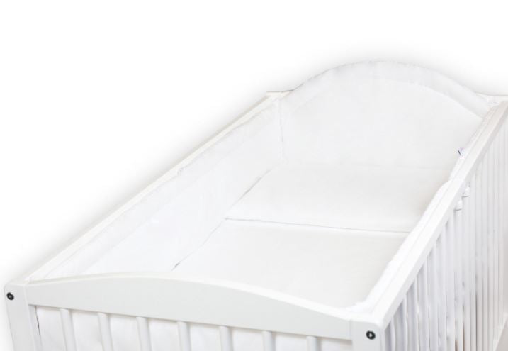 Baby 3Pc Bedding Set Pillow Duvet Bumper All-Round Fit Cotbed 140X70cm White - MyHappy Baby