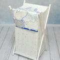 Laundry Basket with white wooden frame and storage removable linen ZOO BLUE