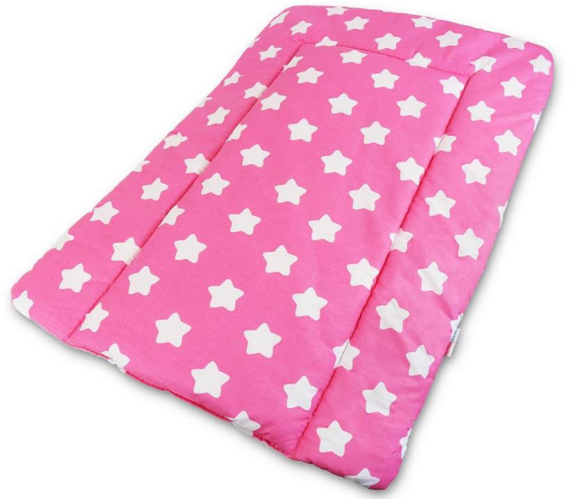 Baby 100% cotton changing mat child toddler Big white stars on pink