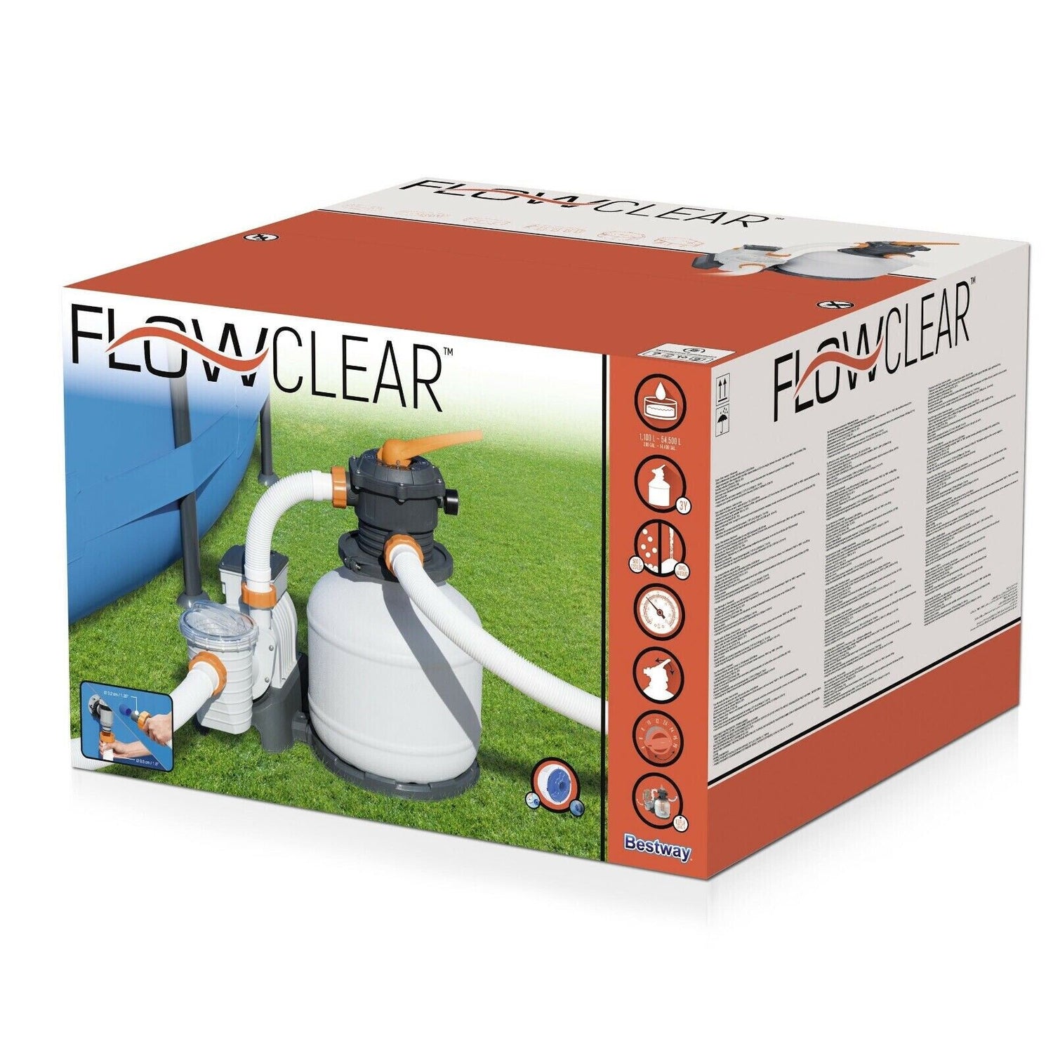 Filter Pump 2000gal Bestway BW58499GB Above Ground Pool Flowclear