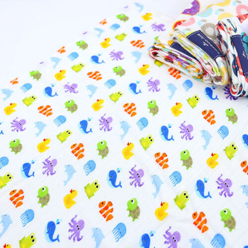 Bamboo nappy cloth Printed Soft To Touch Diaper Bibs Reusable 30x30cm Sea Life