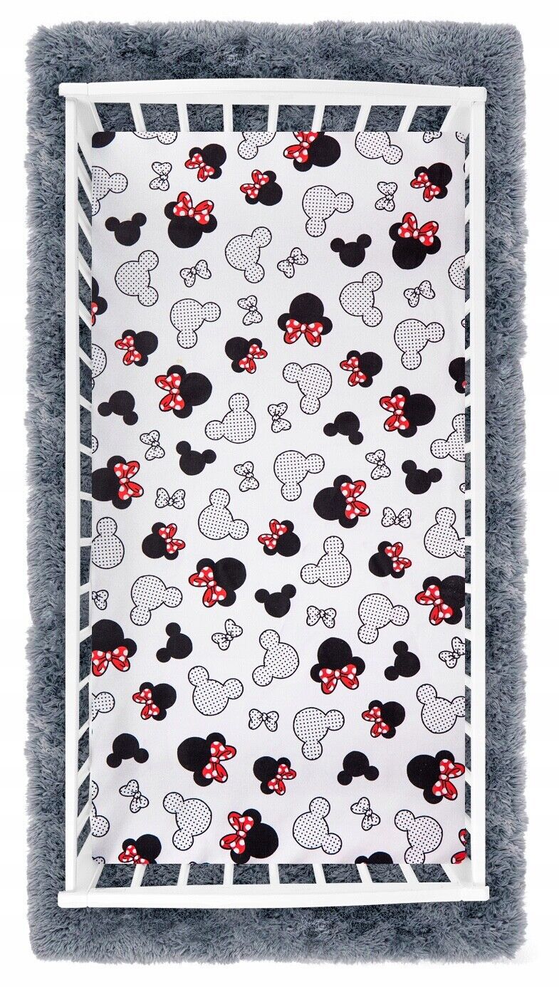 Fitted Sheet 120x60cm 100% Cotton for Baby cot Minnie Mouse