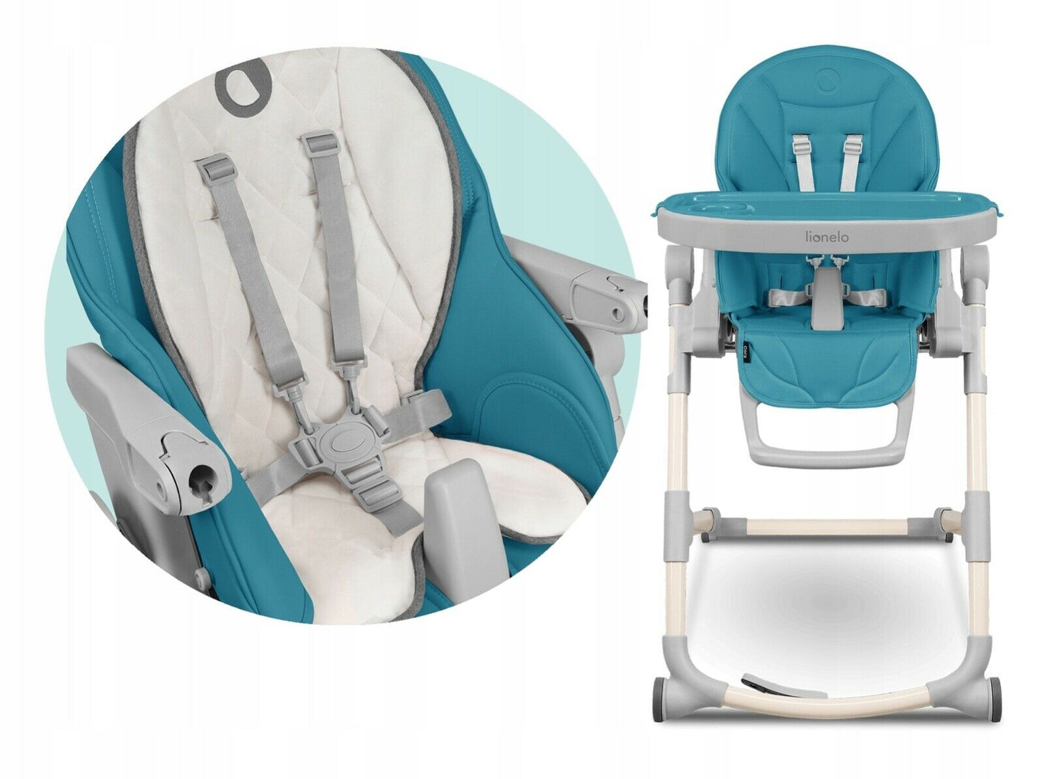 Baby Mobile High Feeding Folding Chair Lionelo Cora - Ocean