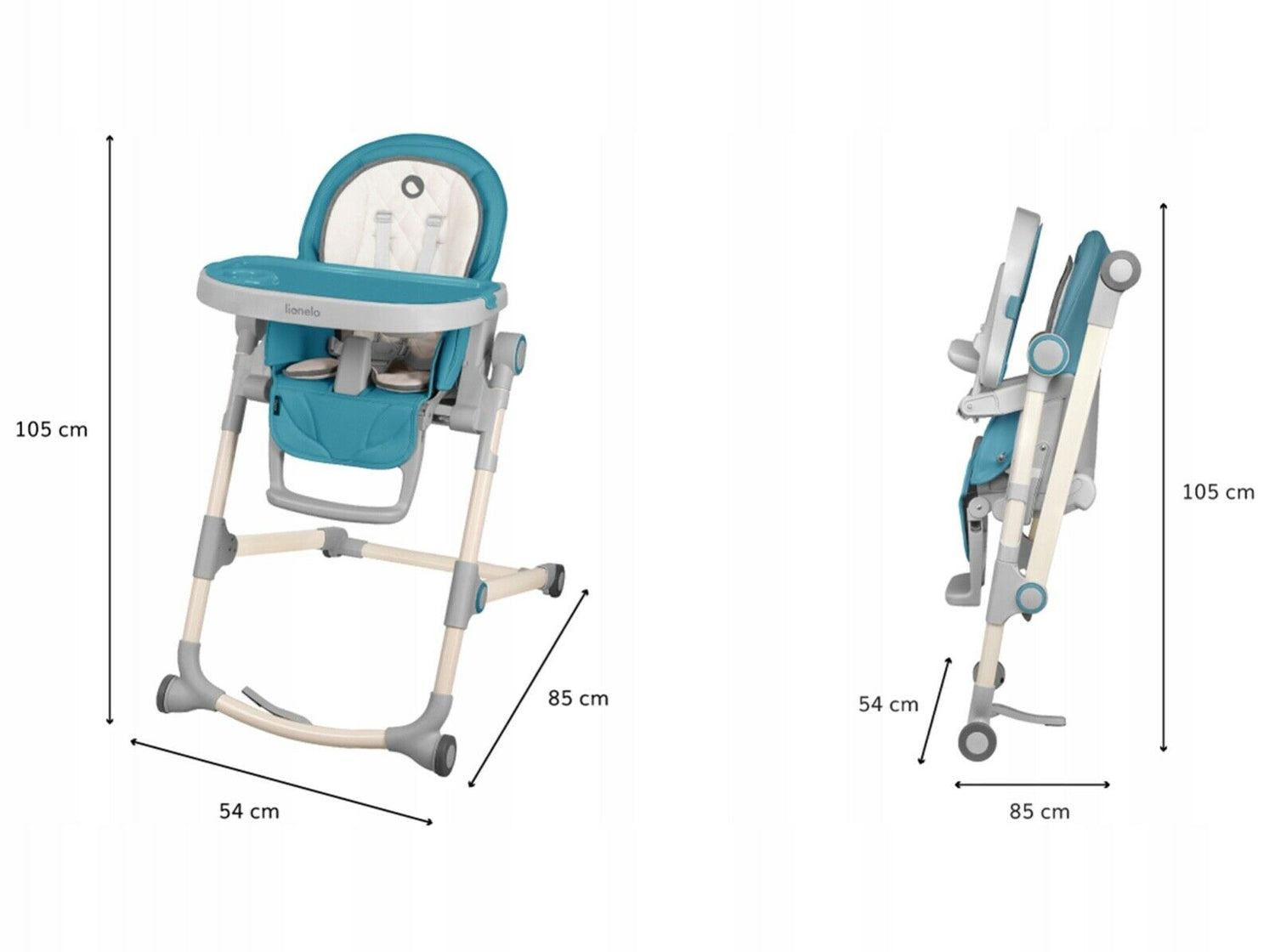 Baby Mobile High Feeding Folding Chair Lionelo Cora - Ocean