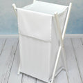 Laundry Basket with white wooden frame and storage removable linen WHITE