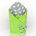 Baby Swaddle Wrap Newborn Dimple Cotton Infant Bedding Green/ Big Stars On Grey