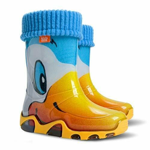 Wellies Kids Rain Snow Boots Removable Inner Lining Socks Wellington Duck