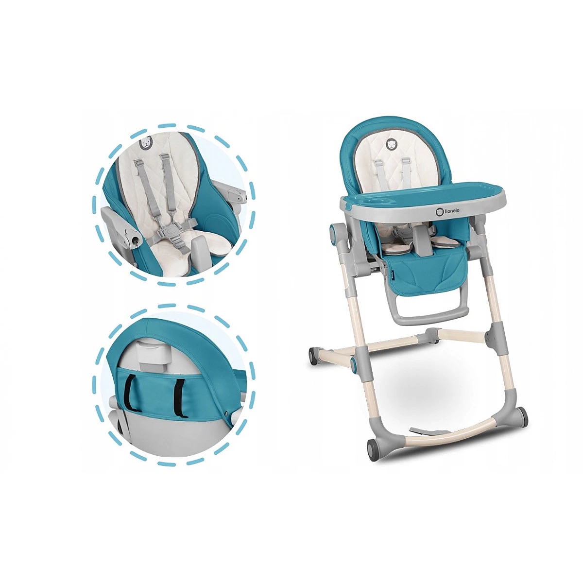 Baby Mobile High Feeding Folding Chair Lionelo Cora - Ocean