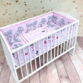 Baby Bedding Set 3pc Cotton All-round Straight Bumper fit Cot Cuddle Bear Pink