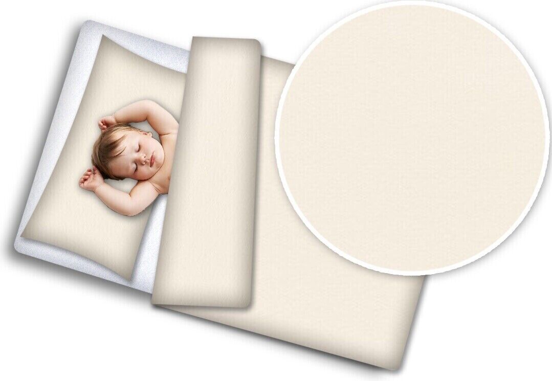 Baby Bedding Set 4Pc Cotton 120x90cm Pillow Duvet Quilt Fit Cot Cream