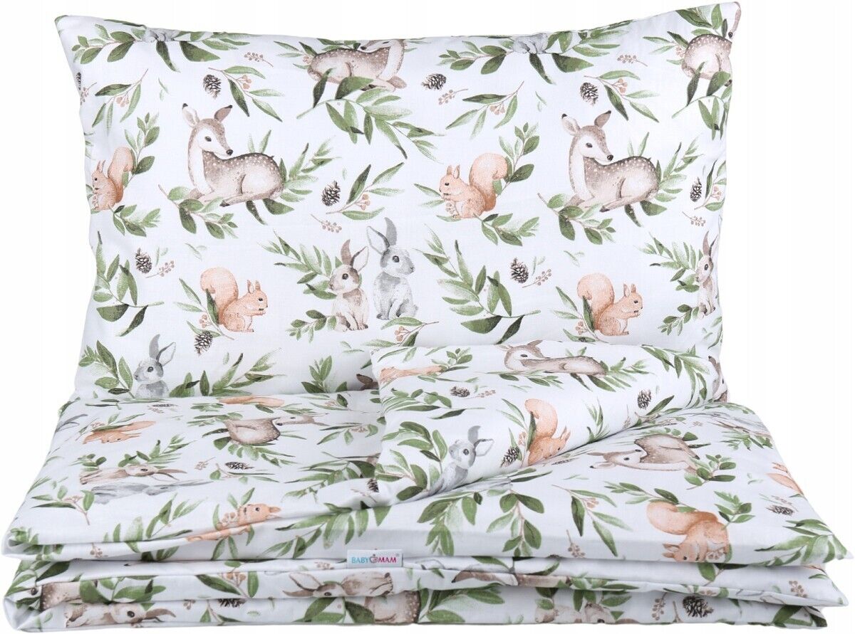 Baby bedding set 5pc nursery cotton pillow duvet bumper 70x80cm Green Glade