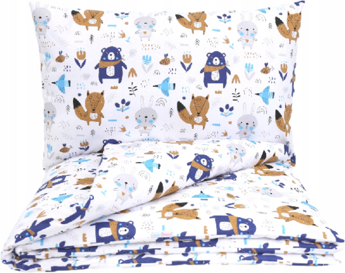 Baby Bedding Set 3pc fit Crib 70x80cm Bumper 260cm Cotton Animals Navy - MyHappy Baby