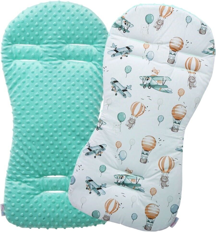 Baby Liner Stroller Buggy Pad Universal Dimple Insert 71x35cm Mint/Dreamy Flight