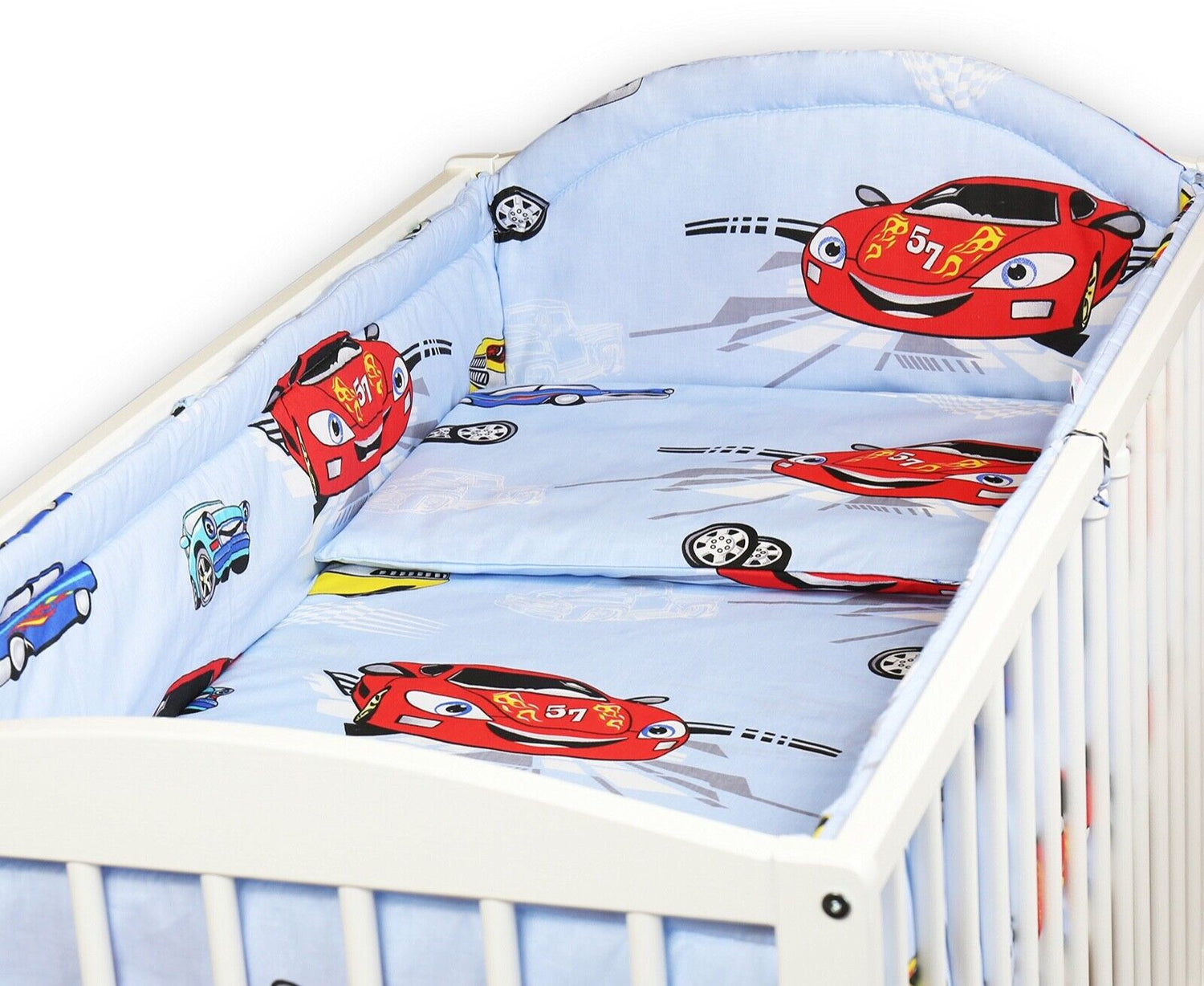Baby Bedding Set 6pc All-round Bumper Fit Cot bed 140x70 Cars