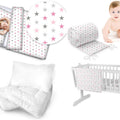 Baby Bedding Set 5pc Nursery Cotton Pillow Duvet Bumper 70x80cm Grey Pink Stars