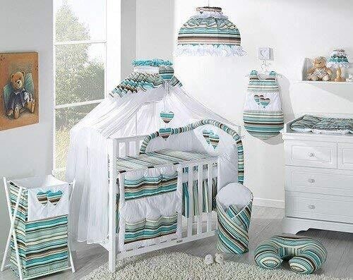 Canopy Holder Pole Bar + Drape Mosquito Net with Hearts COTBED/ COT Brown Stripes