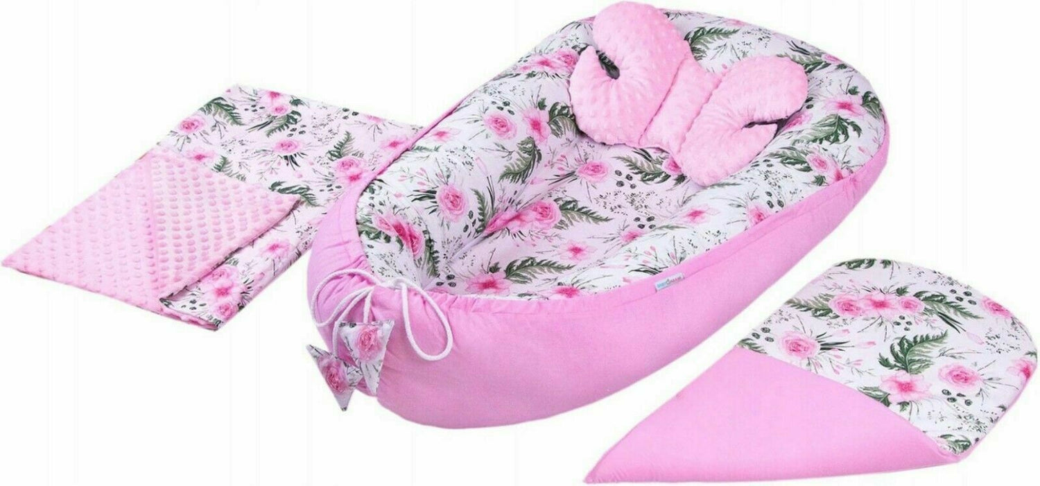 Cocoon Set Butterfly Blanket Nest Reversible Pink/Garden Flowers