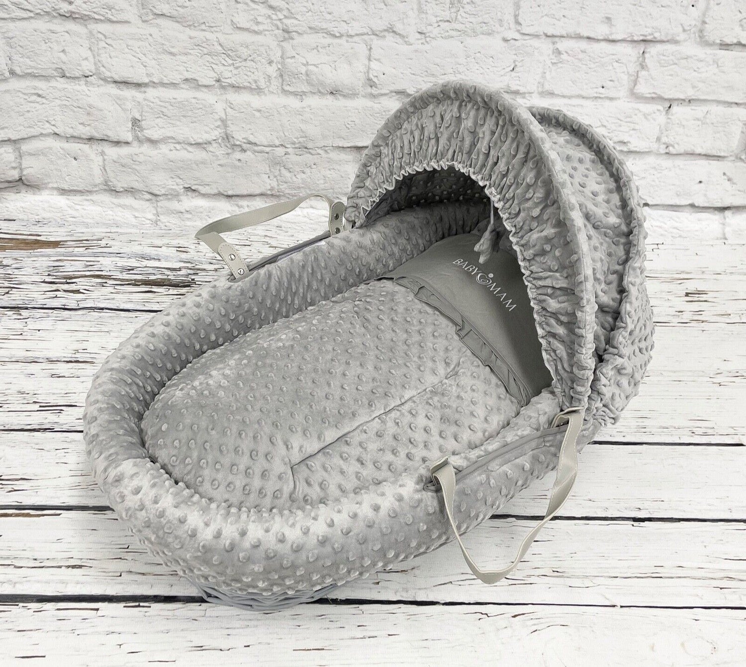 Bedding Set Moses Basket - 3 Piece - Grey Dimple