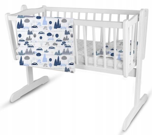 Baby Bedding Set 5pc Nursery Cotton Pillow Duvet Bumper 70x80cm Retro Cars