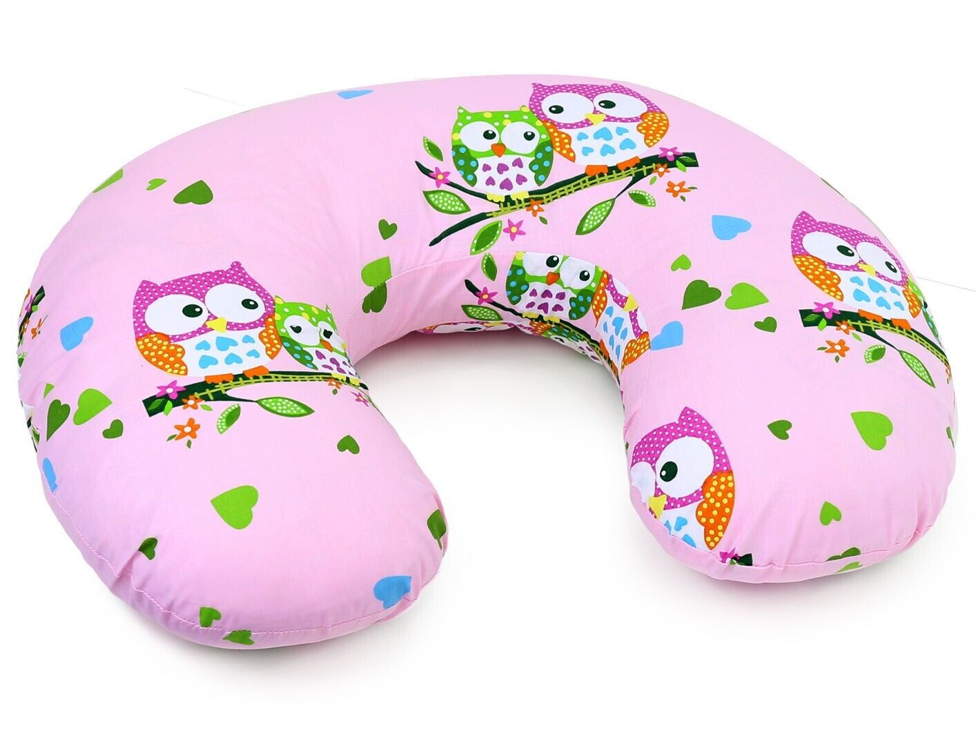Baby Breast Feeding Pillow + Cotton Cover Owls pink